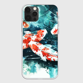 Чехол для iPhone 12 Pro с принтом Koi Fish (карпы кои) в Ухте, силикон | область печати: задняя сторона чехла, без боковых панелей | bright | brocade | carp | color | decorative | depth | exotic | fish | koi | koi fish | sea | water | вода | глубина | декоративные | карпы | кои | море | парчовый | рыбки | цвет | экзотические | яркий