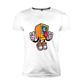 Мужская футболка премиум с принтом Весёлый компик в Ухте, 92% хлопок, 8% лайкра | приталенный силуэт, круглый вырез ворота, длина до линии бедра, короткий рукав | 