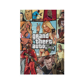 Обложка для паспорта матовая кожа с принтом GTA в Ухте, натуральная матовая кожа | размер 19,3 х 13,7 см; прозрачные пластиковые крепления | acrobats | cabs | computer | game | grand theft auto | gta | герои | игра | коллаж | компьютерная | лихачи | трюкачи