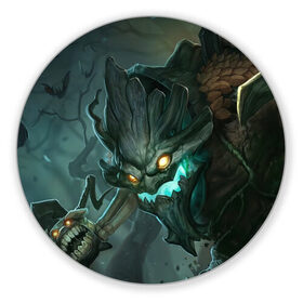 Коврик круглый с принтом Маокай в Ухте, резина и полиэстер | круглая форма, изображение наносится на всю лицевую часть | Тематика изображения на принте: league of legends | lol | maokai | лига легенд | лол | маокай