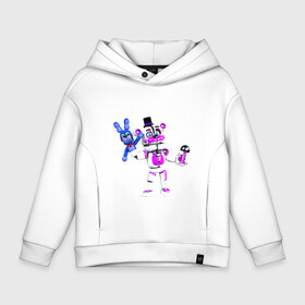 Детское худи Oversize хлопок с принтом Funtime Freddy в Ухте, френч-терри — 70% хлопок, 30% полиэстер. Мягкий теплый начес внутри —100% хлопок | боковые карманы, эластичные манжеты и нижняя кромка, капюшон на магнитной кнопке | Тематика изображения на принте: five nights at freddys: sister location