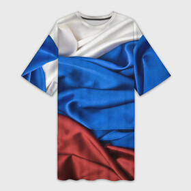 Платье-футболка 3D с принтом Триколор в Ухте,  |  | белый | красный | синий | складки | текстура | ткань