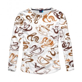 Женский лонгслив 3D Кофейник: в Ухте, 100% полиэстер | длинные рукава, круглый вырез горловины, полуприлегающий силуэт | chocolate | coffee | sweet | бобы | зерна | кофе | напиток | пенка | сладкое | чашки | шоколад