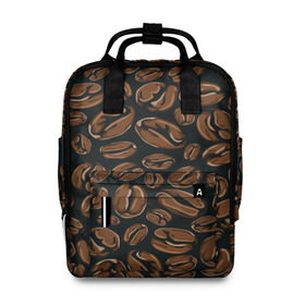 Женский рюкзак 3D с принтом Арабика в Ухте, 100% полиэстер | лямки с регулируемой длиной, сверху ручки, чтобы рюкзак нести как сумку. Основное отделение закрывается на молнию, как и внешний карман. Внутри два дополнительных кармана, один из которых закрывается на молнию. По бокам два дополнительных кармашка, куда поместится маленькая бутылочка
 | Тематика изображения на принте: beens | coffee | pattern | бобы | зерна | кофе | паттерн