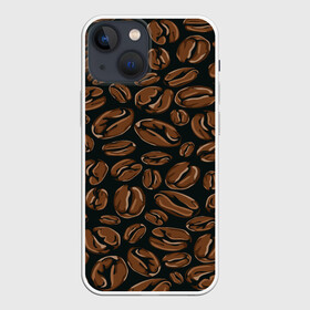 Чехол для iPhone 13 mini с принтом Арабика в Ухте,  |  | Тематика изображения на принте: beens | coffee | pattern | бобы | зерна | кофе | паттерн