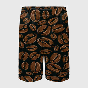 Детские спортивные шорты 3D с принтом Арабика в Ухте,  100% полиэстер
 | пояс оформлен широкой мягкой резинкой, ткань тянется
 | beens | coffee | pattern | бобы | зерна | кофе | паттерн