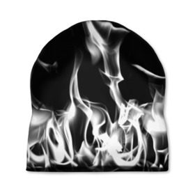 Шапка 3D с принтом Огонь в Ухте, 100% полиэстер | универсальный размер, печать по всей поверхности изделия | монохромный | пламя