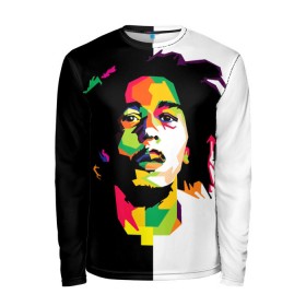 Мужской лонгслив 3D с принтом Bob Marley в Ухте, 100% полиэстер | длинные рукава, круглый вырез горловины, полуприлегающий силуэт | боб марли | поп арт