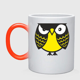 Кружка хамелеон с принтом Сердитая сова в Ухте, керамика | меняет цвет при нагревании, емкость 330 мл | 