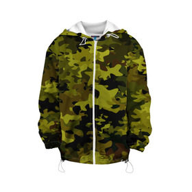 Детская куртка 3D с принтом Camouflage в Ухте, 100% полиэстер | застежка — молния, подол и капюшон оформлены резинкой с фиксаторами, по бокам — два кармана без застежек, один потайной карман на груди, плотность верхнего слоя — 90 г/м2; плотность флисового подклада — 260 г/м2 | Тематика изображения на принте: камуфляж | хаки
