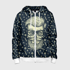 Детская толстовка 3D на молнии с принтом Hipster is Dead в Ухте, 100% полиэстер |  манжеты и пояс оформлены широкой мягкой резинкой, двухслойный капюшон со шнурком для регулировки, спереди карманы и застежка-молния
 | bone | dark | dead | hipster | man | skelet | skull | мужчина | очки | парень | хипстер