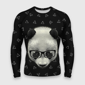 Мужской рашгард 3D с принтом Умная панда в Ухте,  |  | animal | bear | beast | hipster | panda | smart | животное | зверь | медведь | очки | панда | свэг | умный | хипстер