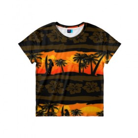 Детская футболка 3D с принтом Гавайи в Ухте, 100% гипоаллергенный полиэфир | прямой крой, круглый вырез горловины, длина до линии бедер, чуть спущенное плечо, ткань немного тянется | Тематика изображения на принте: 