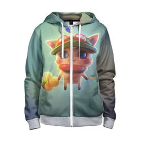 Детская толстовка 3D на молнии с принтом Пушистик в Ухте, 100% полиэстер |  манжеты и пояс оформлены широкой мягкой резинкой, двухслойный капюшон со шнурком для регулировки, спереди карманы и застежка-молния
 | league of legends | lol | teemo | лига легенд | лол | тимо