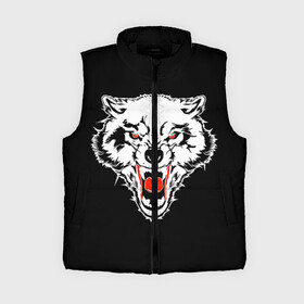 Женский жилет утепленный 3D с принтом Волк в Ухте,  |  | animal | background | black | eyes | fangs | head | predator | red | teeth | white | wolf | белый | волк | глаза | голова | животное | зверь | клыки | красные | оскал | фон | хищник | черный