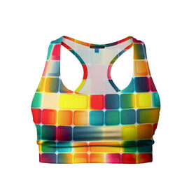 Женский спортивный топ 3D с принтом Multicolour в Ухте, 82% полиэстер, 18% спандекс Ткань безопасна для здоровья, позволяет коже дышать, не мнется и не растягивается |  | 