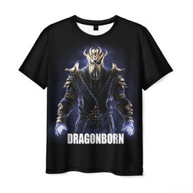 Мужская футболка 3D с принтом Dragonborn в Ухте, 100% полиэфир | прямой крой, круглый вырез горловины, длина до линии бедер | game | the elder scrolls v: skyrim | драконорожденный | игра | игрок