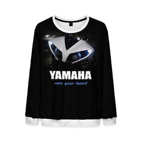 Мужской свитшот 3D с принтом Yamaha в Ухте, 100% полиэстер с мягким внутренним слоем | круглый вырез горловины, мягкая резинка на манжетах и поясе, свободная посадка по фигуре | yamaha | yzf | байк | байкер | мото | мотоцикл | мотоциклист | ямаха