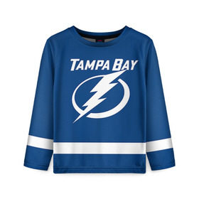 Детский лонгслив 3D с принтом Tampa Bay Vasilevskiy в Ухте, 100% полиэстер | длинные рукава, круглый вырез горловины, полуприлегающий силуэт
 | Тематика изображения на принте: 88 | andrei vasilevskiy | tampa bay lightning | василевский андрей | вратарь | нхл | салават юлаев | сборная россии | тампа бэй лайтнинг | хоккей