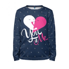 Детский лонгслив 3D с принтом Valentine`s Day, you and my в Ухте, 100% полиэстер | длинные рукава, круглый вырез горловины, полуприлегающий силуэт
 | 14 | february | half | heart | holiday | love | two | valentines day | you and i | две | день святого валентина | любовь | половинки | праздник | сердце | ты и я | февраль