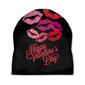 Шапка 3D с принтом Happy Valentine`s Day в Ухте, 100% полиэстер | универсальный размер, печать по всей поверхности изделия | 14 | february | happy valentines day | holiday | kisses | lips | love | губы | любовь | поцелуи | праздник | счастливый день святого валентина | февраль