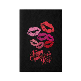 Обложка для паспорта матовая кожа с принтом Happy Valentine`s Day в Ухте, натуральная матовая кожа | размер 19,3 х 13,7 см; прозрачные пластиковые крепления | 14 | february | happy valentines day | holiday | kisses | lips | love | губы | любовь | поцелуи | праздник | счастливый день святого валентина | февраль