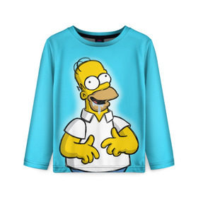 Детский лонгслив 3D с принтом Гомер в Ухте, 100% полиэстер | длинные рукава, круглый вырез горловины, полуприлегающий силуэт
 | gomer | желтый | мультик | симпсон