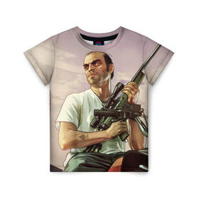 Детская футболка 3D с принтом GTA 5 в Ухте, 100% гипоаллергенный полиэфир | прямой крой, круглый вырез горловины, длина до линии бедер, чуть спущенное плечо, ткань немного тянется | gta 5 | автоматы | игры | мужчины | трое 3