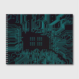 Альбом для рисования с принтом Electronics в Ухте, 100% бумага
 | матовая бумага, плотность 200 мг. | Тематика изображения на принте: кибер | микросхема | черный