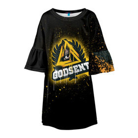 Детское платье 3D с принтом cs:go - Godsent (Black collection) в Ухте, 100% полиэстер | прямой силуэт, чуть расширенный к низу. Круглая горловина, на рукавах — воланы | Тематика изображения на принте: black | csgo | godsent | годсент | ксго