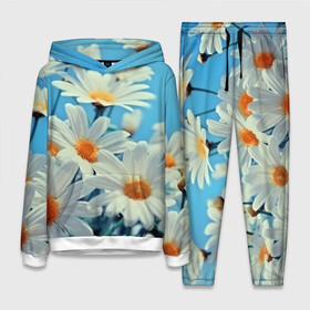 Женский костюм 3D (с толстовкой) с принтом Ромашки в Ухте,  |  | flower | цветы