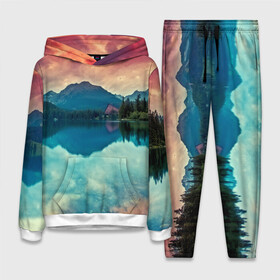 Женский костюм 3D (с толстовкой) с принтом Горное озеро в Ухте,  |  | пейзаж