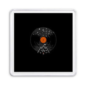 Магнит 55*55 с принтом Мелодия природы в Ухте, Пластик | Размер: 65*65 мм; Размер печати: 55*55 мм | music | nature | retro | sound | vinyl | винил | звук | классика | мелодия | музыка | природа | ретро