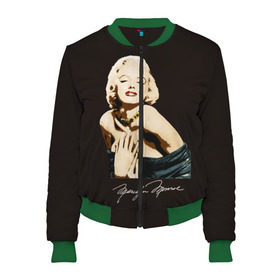 Женский бомбер 3D с принтом Мэрилин Монро в Ухте, 100% полиэстер | застегивается на молнию, по бокам два кармана без застежек, мягкие манжеты, по низу бомбера и на воротнике — эластичная резинка | актриса | голливуд | джазе | кино | мерилин | монро | мэрилин | о.м.с.к. | погорячее