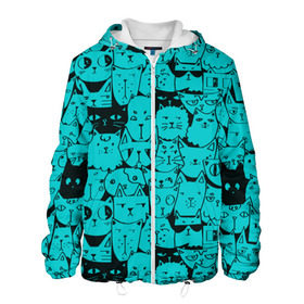 Мужская куртка 3D с принтом Котейки 4 в Ухте, ткань верха — 100% полиэстер, подклад — флис | прямой крой, подол и капюшон оформлены резинкой с фиксаторами, два кармана без застежек по бокам, один большой потайной карман на груди. Карман на груди застегивается на липучку | котейки | коты | кошки