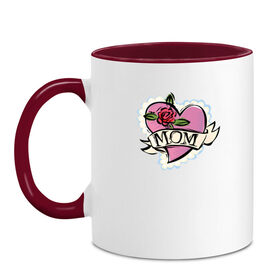 Кружка двухцветная с принтом Мамочка в Ухте, керамика | объем — 330 мл, диаметр — 80 мм. Цветная ручка и кайма сверху, в некоторых цветах — вся внутренняя часть | 