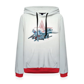 Женская толстовка 3D с принтом Су-27 в Ухте, 100% полиэстер  | двухслойный капюшон со шнурком для регулировки, мягкие манжеты на рукавах и по низу толстовки, спереди карман-кенгуру с мягким внутренним слоем. | авиация