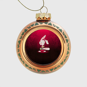 Стеклянный ёлочный шар Заяц с бензопилой: в Ухте, Стекло | Диаметр: 80 мм | бензопила | девушке | зайка | заяц | красная | мульт | мультфильм | прикол | ужас | цветы