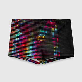 Детские купальные плавки 3D neon-abstract: в Ухте, Полиэстер 85%, Спандекс 15% | Слитный крой, подклад по переду изделия, узкие бретели | пиксельный