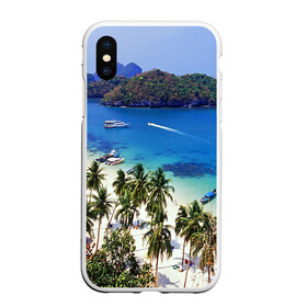 Чехол для iPhone XS Max матовый с принтом Таиланд в Ухте, Силикон | Область печати: задняя сторона чехла, без боковых панелей | beach | clouds | islands | palm trees | people | sand | sea | ships | sky | thailand | tourism | корабли | люди | море | небо | облака | острова | пальмы | песок | пляж | таиланд | туризм