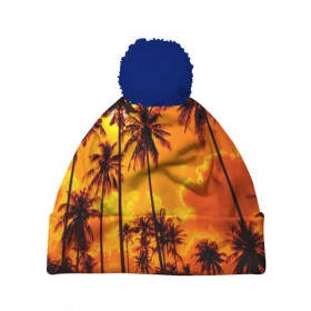 Шапка 3D c помпоном с принтом Таиланд в Ухте, 100% полиэстер | универсальный размер, печать по всей поверхности изделия | clouds | nature | palms | sky | sunset | thailand | tourism | закат | небо | облака | пальмы | природа | таиланд | туризм