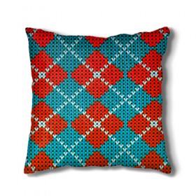 Подушка 3D с принтом Knitting pattern в Ухте, наволочка – 100% полиэстер, наполнитель – холлофайбер (легкий наполнитель, не вызывает аллергию). | состоит из подушки и наволочки. Наволочка на молнии, легко снимается для стирки | вязаный | рождество | свитер | текстура
