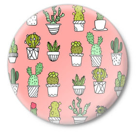 Значок с принтом cactus в Ухте,  металл | круглая форма, металлическая застежка в виде булавки | cactus | tmblr | tubmler | кактус