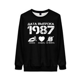 Женский свитшот 3D с принтом Дата выпуска 1987 в Ухте, 100% полиэстер с мягким внутренним слоем | круглый вырез горловины, мягкая резинка на манжетах и поясе, свободная посадка по фигуре | 