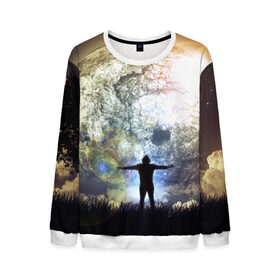 Мужской свитшот 3D с принтом Полнолуние в Ухте, 100% полиэстер с мягким внутренним слоем | круглый вырез горловины, мягкая резинка на манжетах и поясе, свободная посадка по фигуре | 