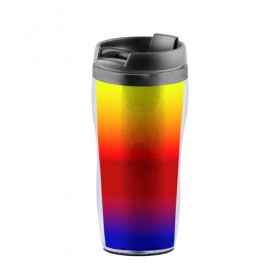 Термокружка-непроливайка с принтом Paint Animation в Ухте, внутренняя часть — пищевой пластик, наружная часть — прозрачный пластик, между ними — полиграфическая вставка с рисунком | объем — 350 мл, герметичная крышка | Тематика изображения на принте: градиент | яркий
