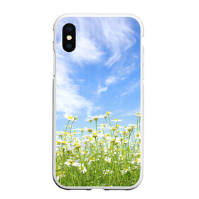 Чехол для iPhone XS Max матовый с принтом Ромашковое поле в Ухте, Силикон | Область печати: задняя сторона чехла, без боковых панелей | желтый | красный | любовь | новинки | подарок | розы | сердце | текстура | тюльпаны | цветы