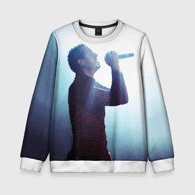 Детский свитшот 3D с принтом chester bennington в Ухте, 100% полиэстер | свободная посадка, прямой крой, мягкая тканевая резинка на рукавах и понизу свитшота | bennington | chester | linkin park | беннингтон | линкин парк | честер