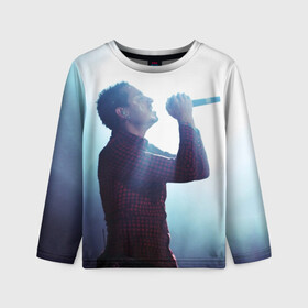 Детский лонгслив 3D с принтом chester bennington в Ухте, 100% полиэстер | длинные рукава, круглый вырез горловины, полуприлегающий силуэт
 | bennington | chester | linkin park | беннингтон | линкин парк | честер