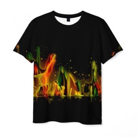Мужская футболка 3D с принтом Цветные брызги в Ухте, 100% полиэфир | прямой крой, круглый вырез горловины, длина до линии бедер | 